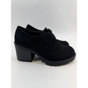 UNR8ED Black Faux Suede Chunky Hill Lace Up Oxford‎ Women's 7.5